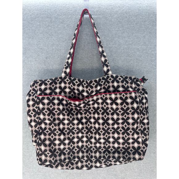 Ju Ju Be Black and Red Tote Diaper Bag Weekender Pockets Large Travel Bag - Picture 4 of 11